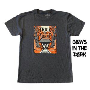 NEW LuLaRoe L Rocker T Shirt Short Sleeve Top Trick Treat Glow Dark Black Shirt